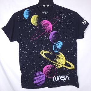 Nasa T Shirt Womens Large Black Planets Solar System Celestial